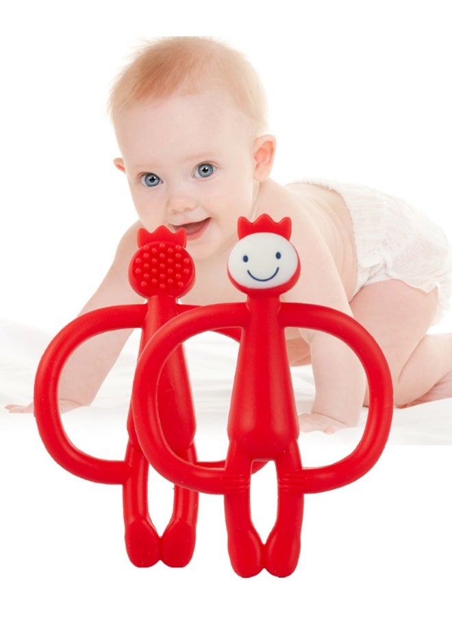 Monkey Shaped Teether Toy Red 11 x 8cm