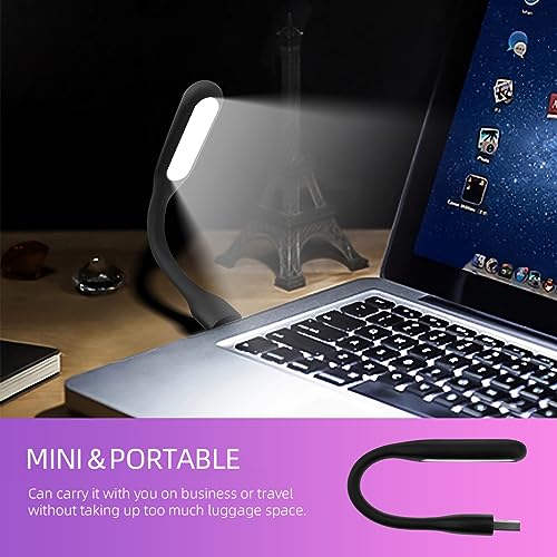 FINENIC USB LED Light Lamp for Power Bank (10 PCS) Portable Eye Care Mini Night Light with Flexible Arm, USB Gooseneck Reading Lamps Book Light,Compatible for Desktop, Notebook Laptop (10-Black) - Image 2