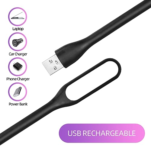 FINENIC USB LED Light Lamp for Power Bank (10 PCS) Portable Eye Care Mini Night Light with Flexible Arm, USB Gooseneck Reading Lamps Book Light,Compatible for Desktop, Notebook Laptop (10-Black) - Image 3