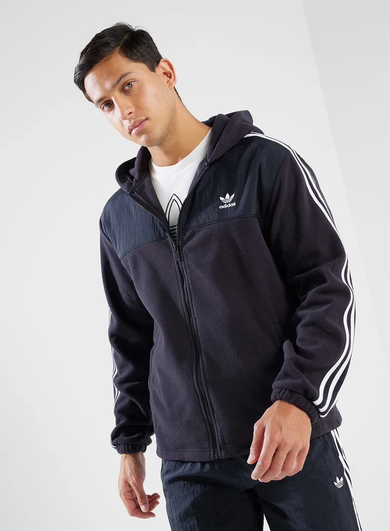 adidas Originals Adicolor 3 Stripe Teddy Fleece Hoodie