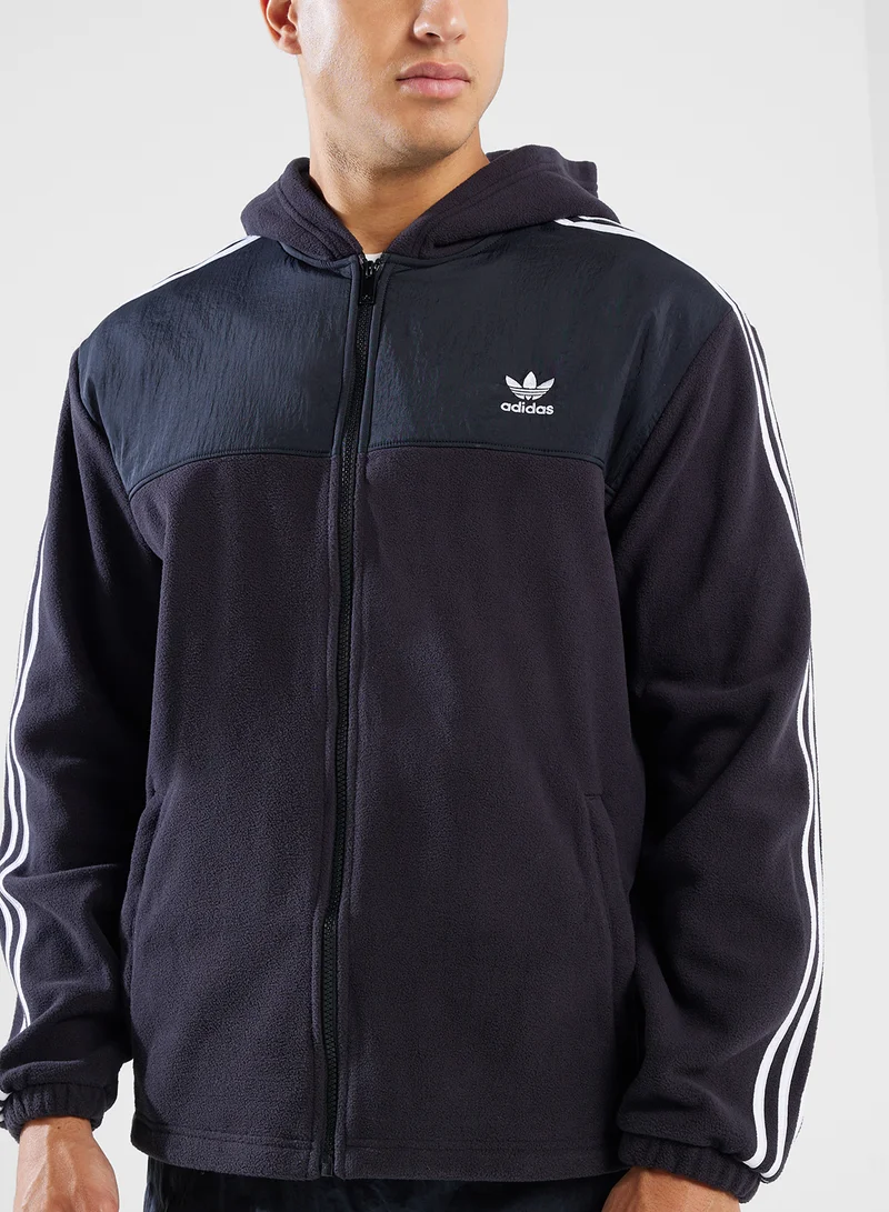 adidas Originals Adicolor 3 Stripe Teddy Fleece Hoodie