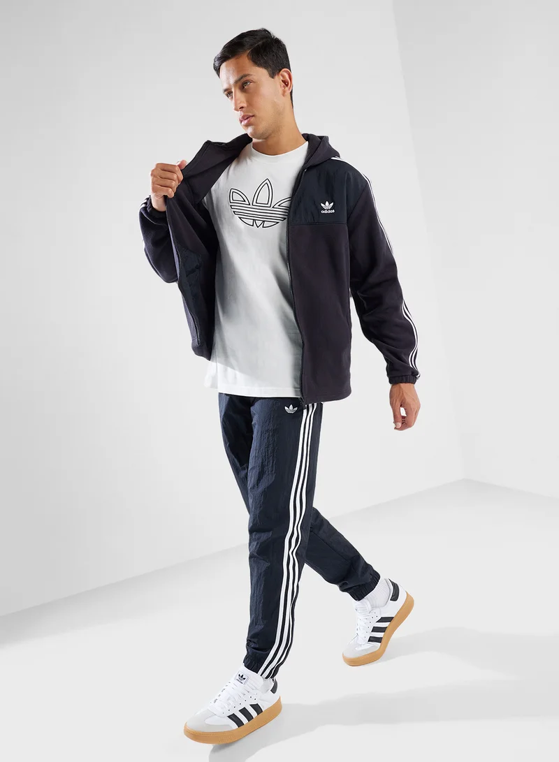 adidas Originals Adicolor 3 Stripe Teddy Fleece Hoodie