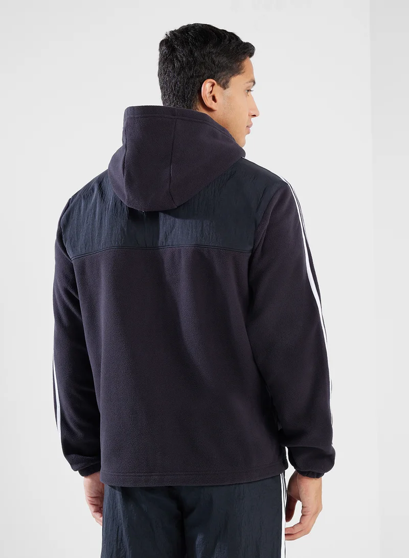 adidas Originals Adicolor 3 Stripe Teddy Fleece Hoodie