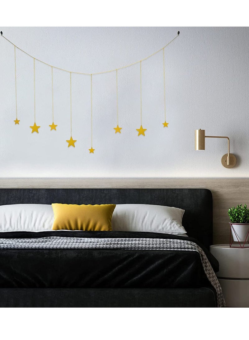 KASTWAVE Hanging Photo Display, Boho Decor Wooden Stars Garland with Metal Chains Picture Frame Collage with 30 Wood Clips for Teen Girl Room, Bedroom, Dorm, Home, Party Decor (200 cm) - Image 5