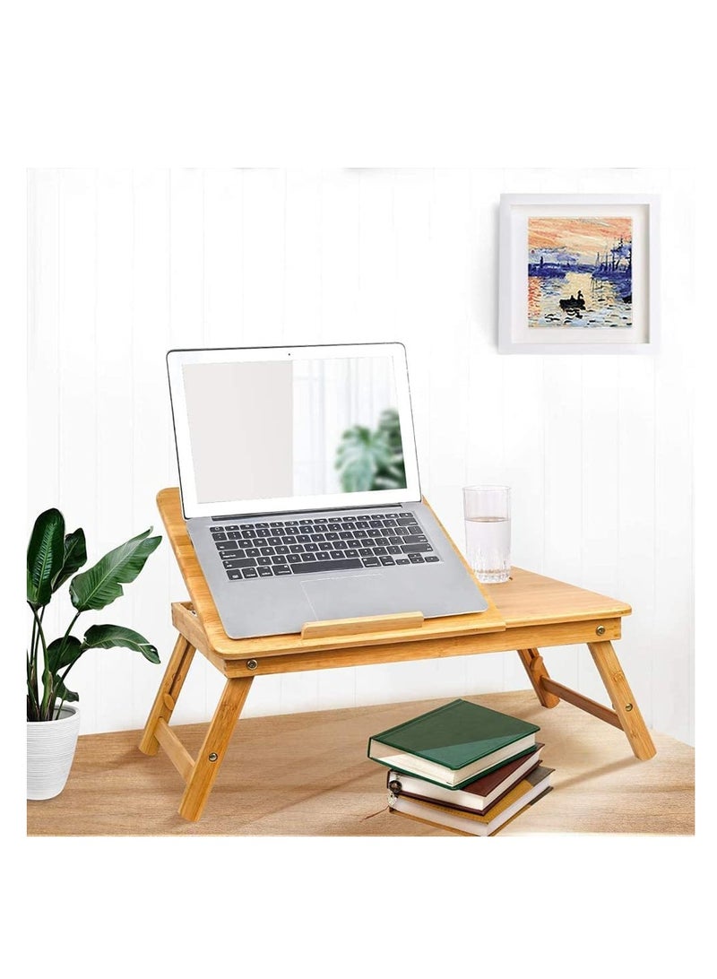 FFD Bamboo Foldable Laptop Desk Stand with Drawer - Image 4