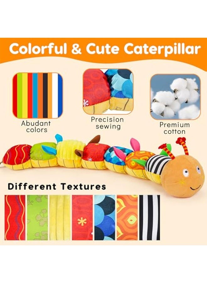Baby Sensory Toy 0-6 Month Music Animal Stuffed Plush Caterpillar Toy for Infant 0-3-6 Month Tummy Time with Baby Mirror Crinkle Rattle for 6-12 Month Carseat Toy for Newborn Boys Girls Shower Gifts - Image 4