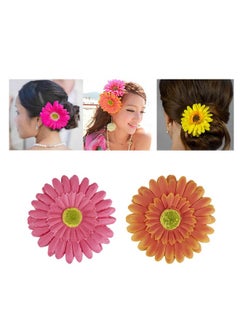 Lawie 18 Pack Fake Artificial Silk Gerbera Daisy Flower Sunflower Daisies Hair Clips Barrettes Clamp Clasps Bow With Alligator Brooch Pin Tropical Hair Pieces Accessories African Beach Holiday Wedding Party  - Image 4