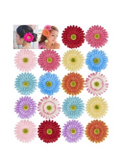 Lawie 18 Pack Fake Artificial Silk Gerbera Daisy Flower Sunflower Daisies Hair Clips Barrettes Clamp Clasps Bow With Alligator Brooch Pin Tropical Hair Pieces Accessories African Beach Holiday Wedding Party  - Image 2