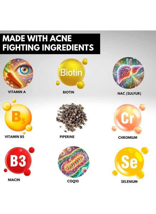 Acnetame Vitamin Supplements for Acne Treatment - 60 Pills - Image 4