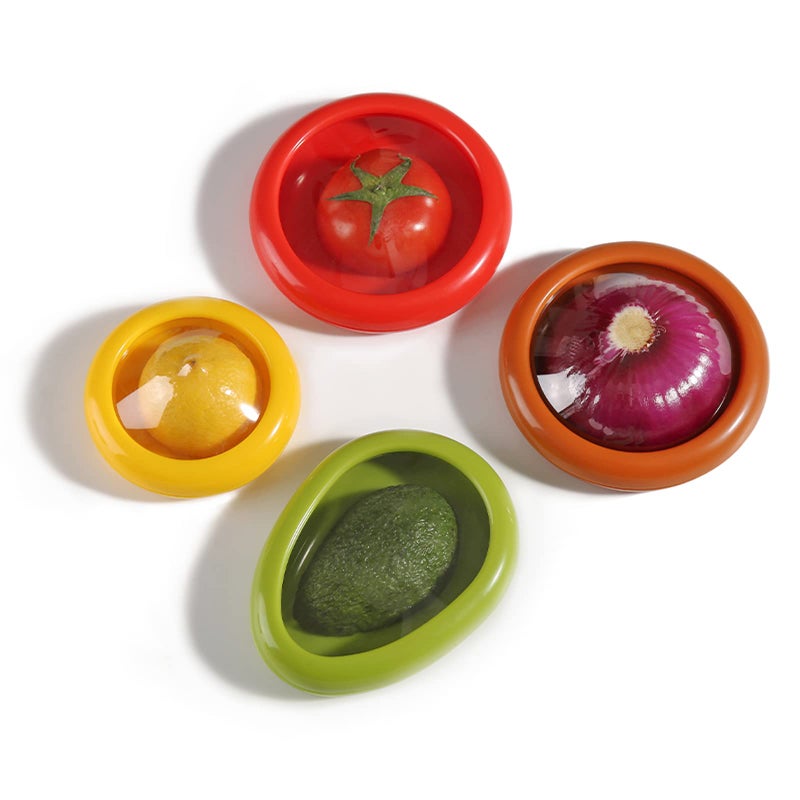 Ysglory 4 PCS Fresh Stretch Pods for Avocado Onion Lemon  Tomato  Reusable Fruit  Vegetable Saver Containers