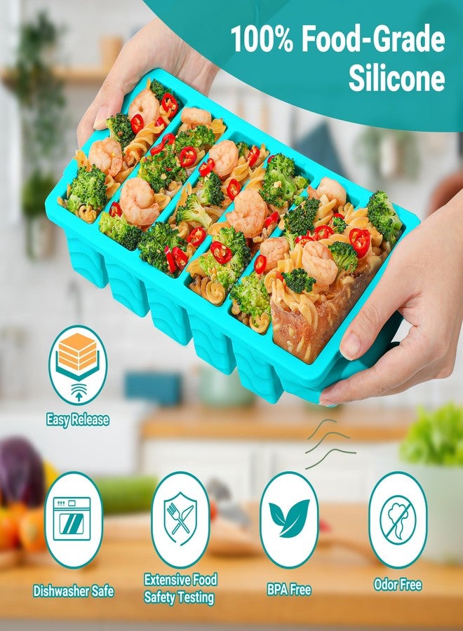 Aopigavi 1/2 Cup Silicone Freezer Molds with Lid, 2-Pack Silicone Freezer Trays for Soup, Sauce & Broth - Meal Prep Containers, Large Ice Cube Tray, Oven & Dishwasher Safe - Image 3