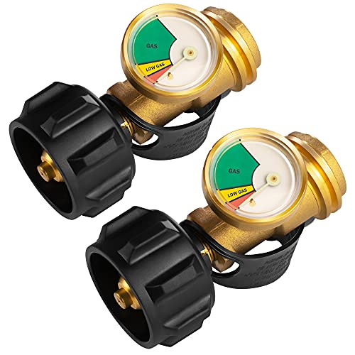 DOZYANT Propane Tank Gauge Level Indicator Leak Detector for 5lb-40lb Propane Tanks, Universal for BBQ Gas Grill, Cylinder, RV Camper, and More Appliances, Type 1 Connection, 2 Pack - Image 1