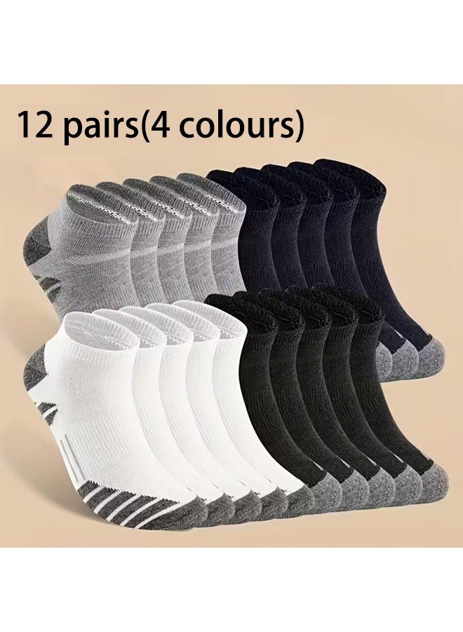 Zeemey Men's socks 12 pairs set in black, white,navy blue and gray color combinations, suitable for comfortable and breathable daily wear. - Image 1