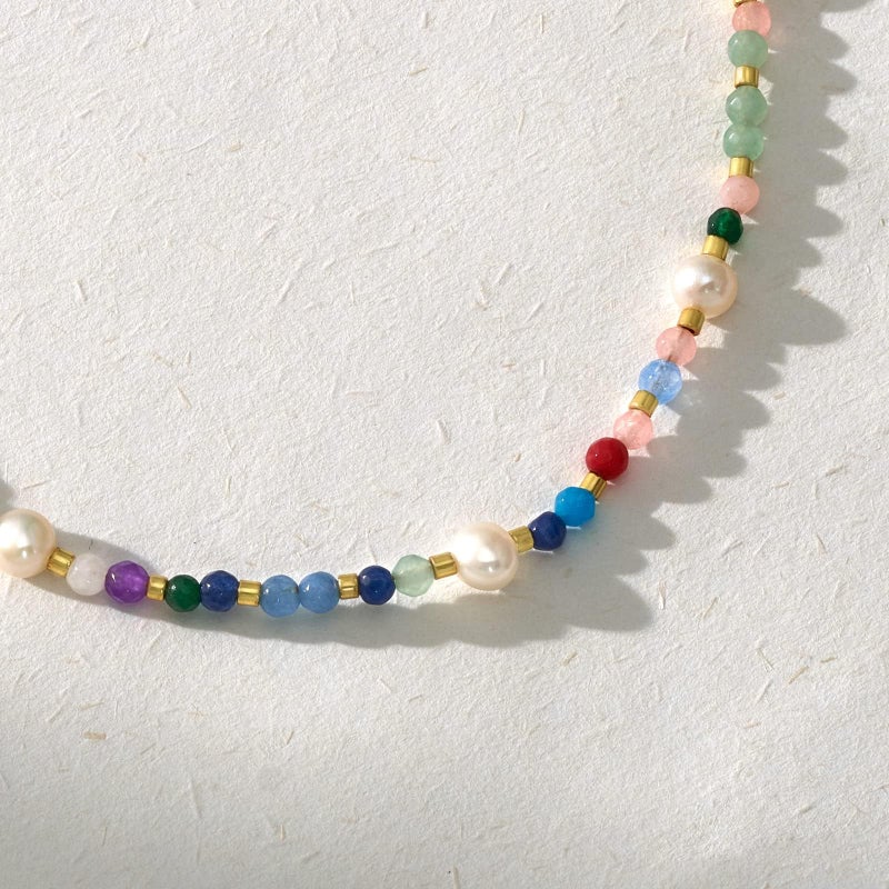 KissYan Beaded Choker Necklace for Women, Turquoise Natural Stone Colorful Boho Seed Bead Necklace 14K Gold Plated Summer Beach Handmade Jewelry(B15) - Image 4