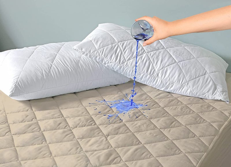 CHICERY Cotton Elastic Strap Quilted Mattress Protector Single Size Water Resistant Breathable Soft and Cool Quilted Bed Cover Elastic Straps on CornersBeigeSingle Size 36x78inch - Image 3
