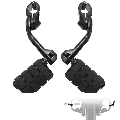 FOVPLUE 125 Highway FootpegsLong Angled Adjustable Highway Pegs wMounts for Harley Touring Street Glide Electra Glide Road King Softail CVO Dyna Trike VRSC Sportster w114 Engine GuardBlack2