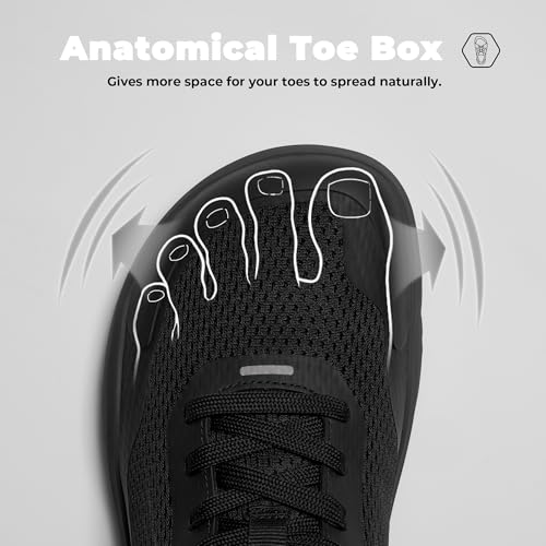 AIRHAS Mens Zero Drop Barefoot Shoes Anatomical Tox Box Sneakers for Men Gym Workout Cross Training Shoes(Black,11.0) - Image 4
