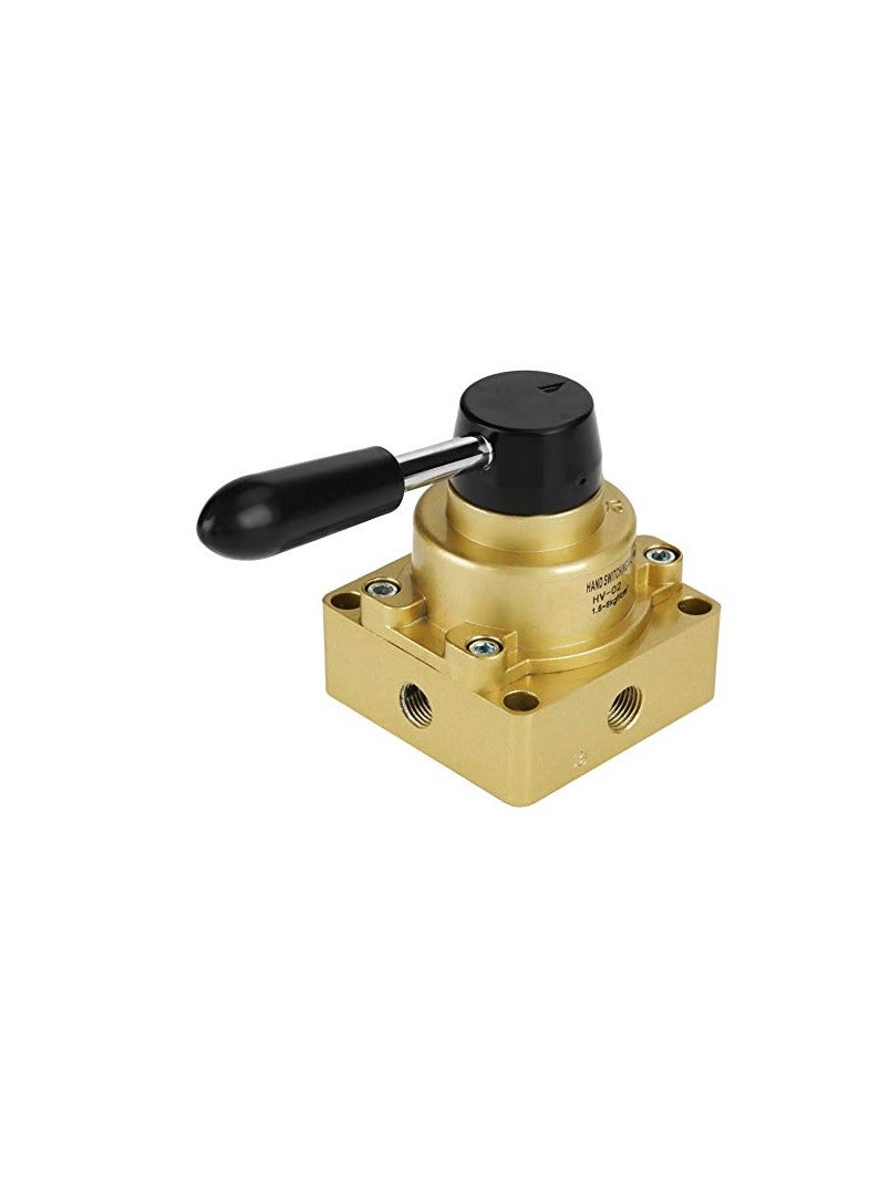 Excefore Rotary Lever Hand Valve, Pneumatic Rotary Lever Hand Control Valve, Hv-02 Pt 1/4" Port Air Flow Control 3/8 3 Position 4 Way Air Flow Control, Hand Lever Valve 1.5-8Kgf/Cm² - Image 1