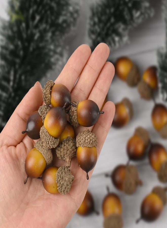 Luckforest Artificial Acorns, 30 Pcs Simulation Lifelike Acorns with Caps for DIY Craft Thanksgiving Day Christmas Wedding Home Decor Photography Props, Needle Shape - Image 2