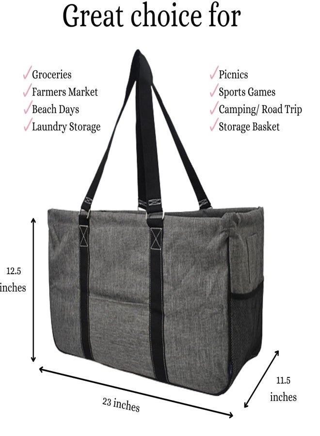 NGIL Extra Large Utility Tote Reusable Grocery Bag Oversized Collapsible for Groceries, Storage, Picnic, Beach (Gray) - Image 2