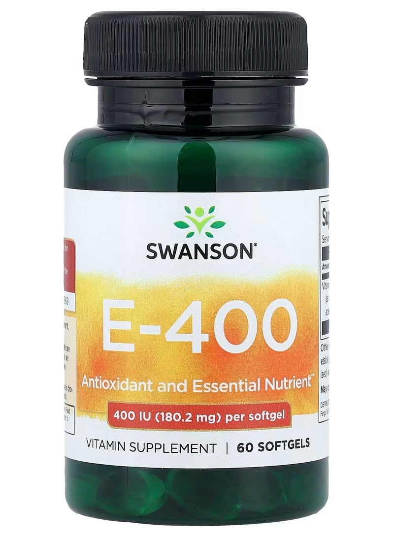 فيتامين هـ، 180 ملغ (400 وحدة دولية)، 60 كبسولة هلامية