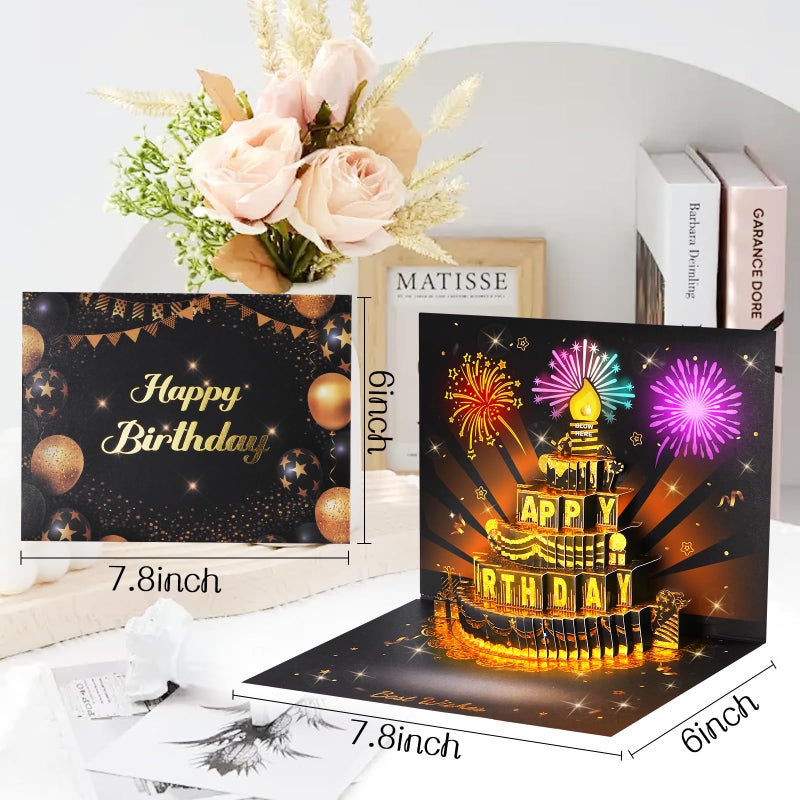 APOTODITO Birthday Cards for Men, 3D Pop Up Card with Music and Light, Birthday Cards with Interactive Blowable Candle, Birthday Gifts for Men Him Husband - Image 5