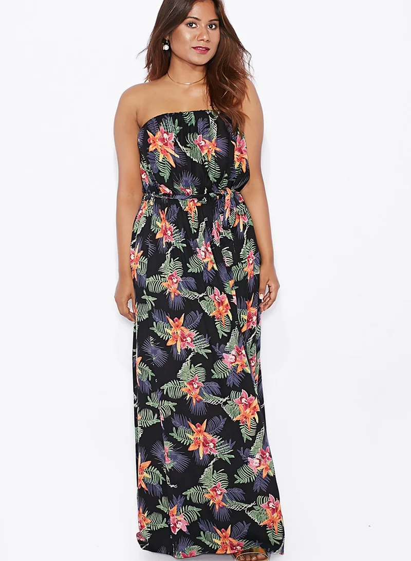 New Look Curve Printed Bandeau Dress
