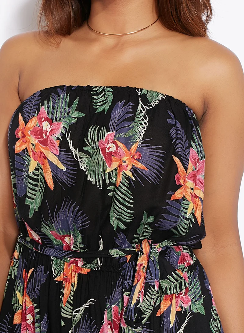 New Look Curve Printed Bandeau Dress