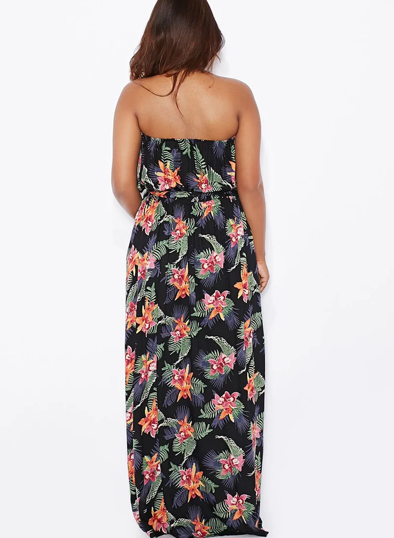 New Look Curve Printed Bandeau Dress
