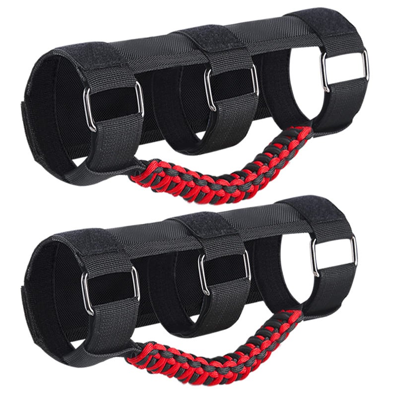 KOOLYNHO Roll Bar Grab Handles Hand Grips Accessories Paracord Hand Grab for Jeep Wrangler JL JK TJ YJ Gladiator Sahara Rubicon Unlimited Red 2 Pack