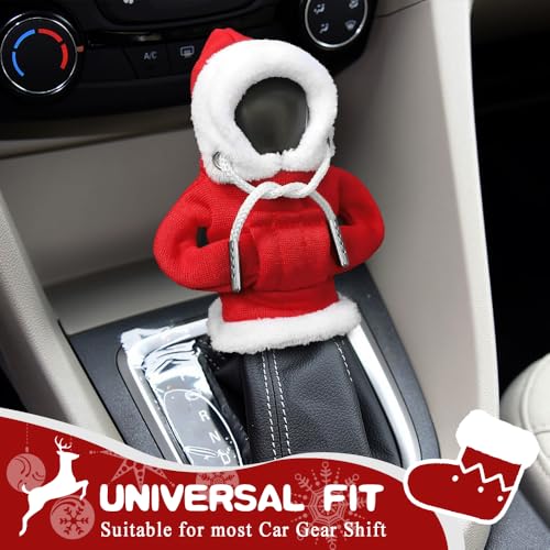 Kutyun Hoodie Car Gear Shift Cover, Christmas Car Decor Gear Shift Knob Cover for Manual/Automatic Shift Knob, Car Interior Accessories Universal Fit Hoodie Gear Shift Cover - Image 3