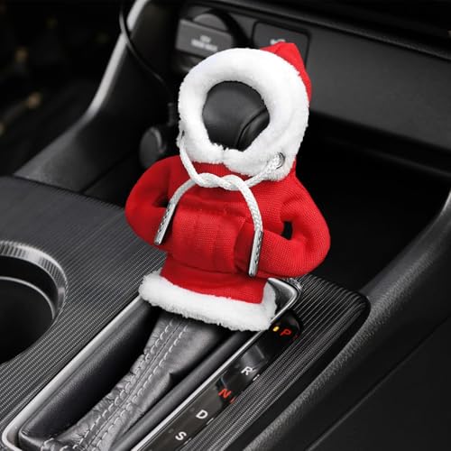 Kutyun Hoodie Car Gear Shift Cover, Christmas Car Decor Gear Shift Knob Cover for Manual/Automatic Shift Knob, Car Interior Accessories Universal Fit Hoodie Gear Shift Cover - Image 1