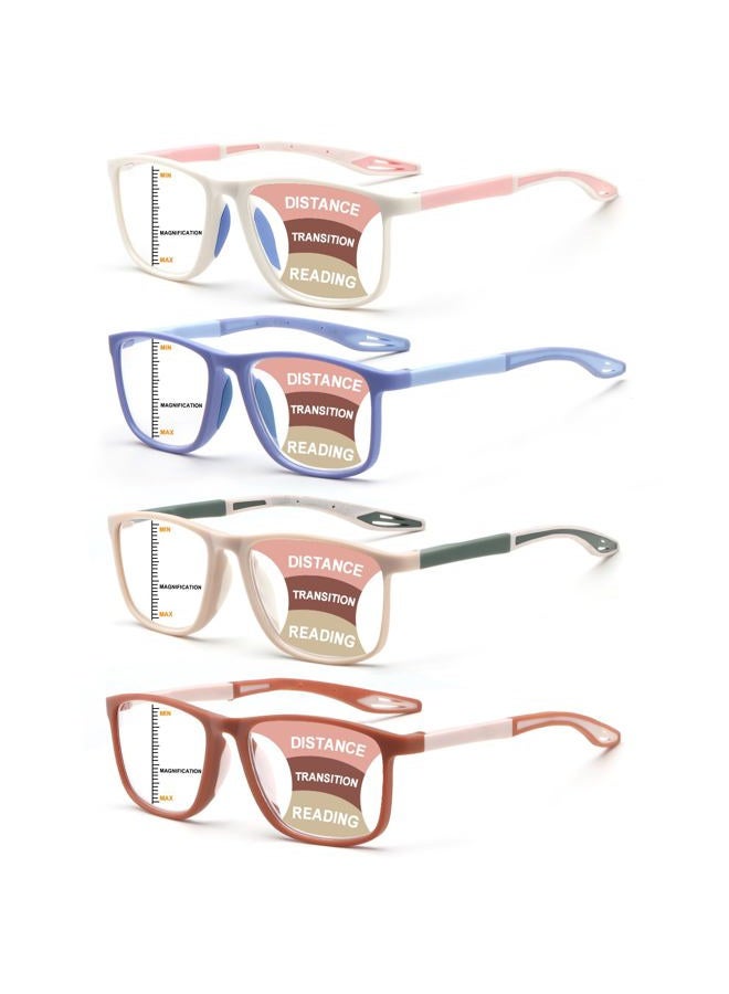 BLOEXCLU 4 Pack Progressive Multifocus Reading Glasses for Men Women TR90 Sports Style Anti-Blue Light Computer Readers (Mixed Color, 1.5, x) - Image 1