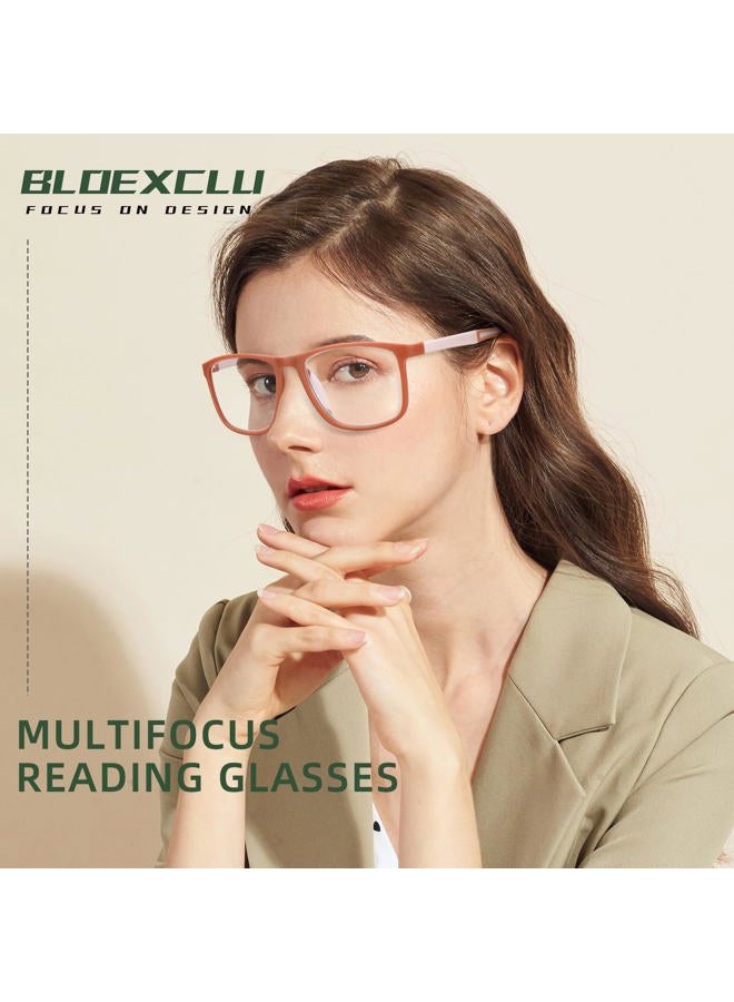 BLOEXCLU 4 Pack Progressive Multifocus Reading Glasses for Men Women TR90 Sports Style Anti-Blue Light Computer Readers (Mixed Color, 1.5, x) - Image 2