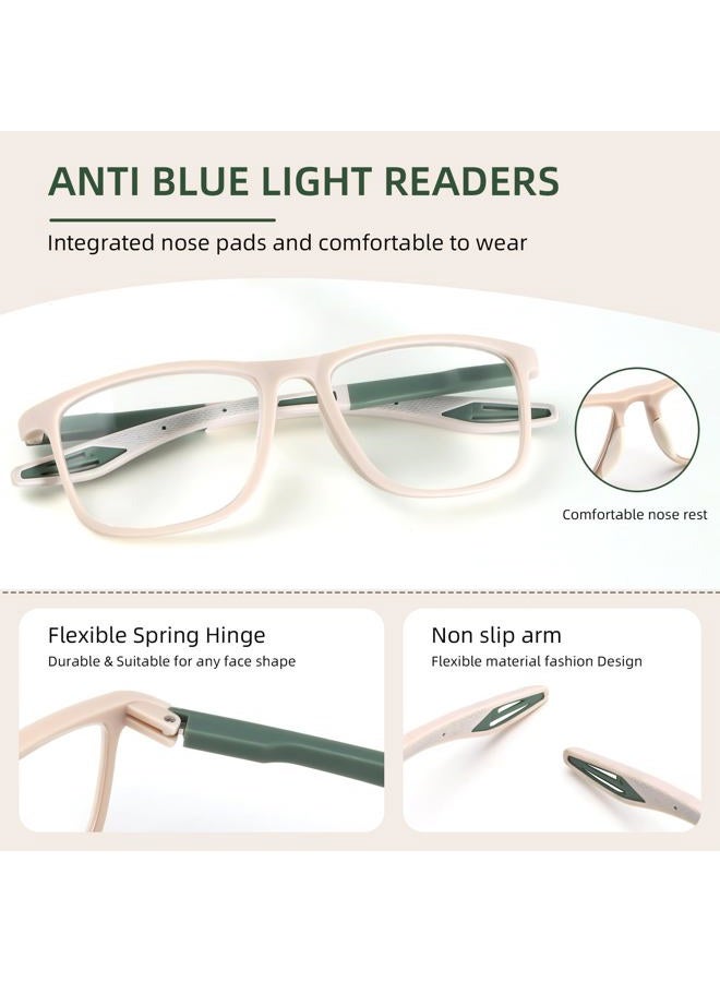 BLOEXCLU 4 Pack Progressive Multifocus Reading Glasses for Men Women TR90 Sports Style Anti-Blue Light Computer Readers (Mixed Color, 1.5, x) - Image 3