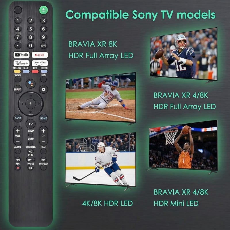 VIVCASE Voice Remote Replacement for Sony Smart TV Control:Comptible for 2019-2025 Sony Bravia OLED LED 4K 8K UHD,for Android Google TV with Shortcuts YouTube and Dinsey+ etc. - Image 3