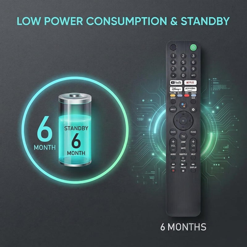 VIVCASE Voice Remote Replacement for Sony Smart TV Control:Comptible for 2019-2025 Sony Bravia OLED LED 4K 8K UHD,for Android Google TV with Shortcuts YouTube and Dinsey+ etc. - Image 4
