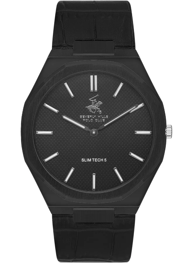 بيفرلي هيلز بولو كلوب Beverly Hills Polo Club Men's Watch, Analog Display and Leather Strap - BP3607X.651, Black