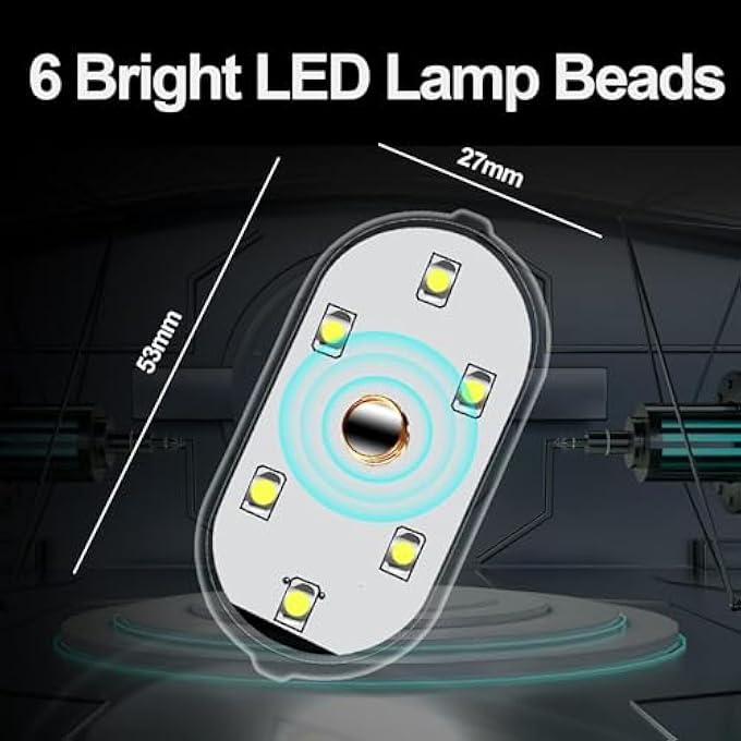 الكبريت أضواء ليد للسيارة داخلية محمولة صغيرة تعمل باللمس مزودة بـ 6 حبات مصباح ليد ساطعة قابلة لإعادة الشحن عبر USB، ضوء طوارئ للسيارة، ضوء أبيض دافئ - Image 4
