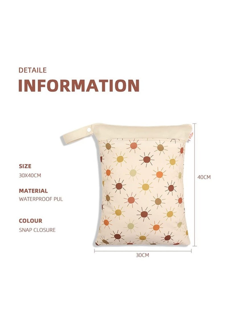 Zikra 2 Pack Wet Dry Bags for Baby Cloth Diapers Breast Pump Parts, Waterproof Reusable Wet Bag with Two Zippered Pockets Handle Beach Pool Gym Bag Stroller Yoga Toiletries Daycare Organizer - Image 2