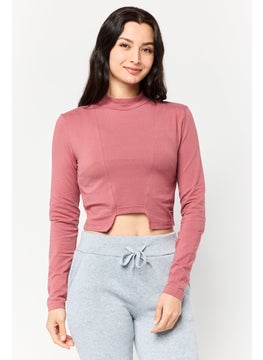 Reebok Women Sportswear Fit Long Sleeves Training Top, Rust Pink  - Image 1