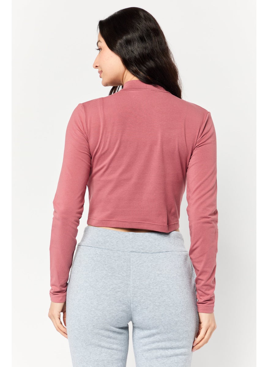 Reebok Women Sportswear Fit Long Sleeves Training Top, Rust Pink  - Image 4