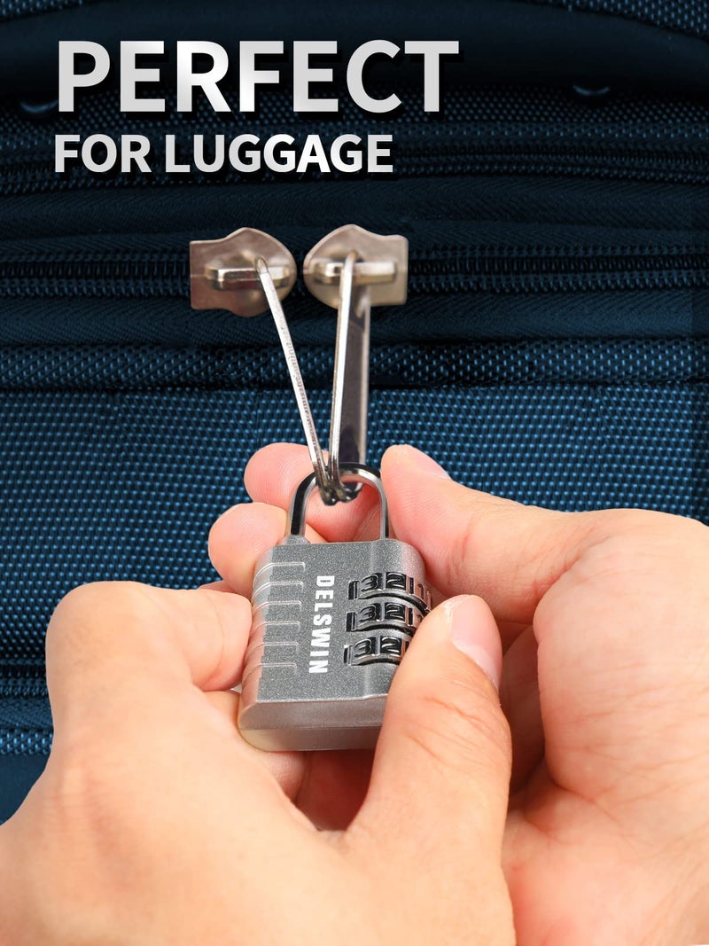 DELSWIN 3-Digit Small Combination Lock for Locker - 4 Pack Resettable Luggage Locks for Travel Backpack Suitcase - Gym Employee Locker Lock Combo Padlock - Image 2
