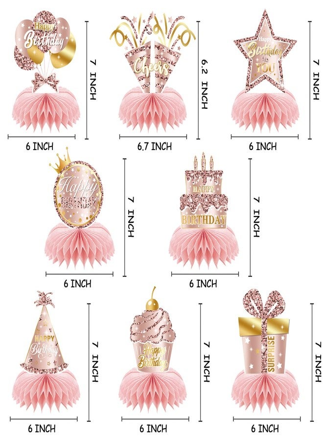 OUYANS Pink Rose Gold Birthday Honeycomb Centerpieces Decorations Rose Gold Theme Party Table Centerpieces Women Girl Party Glitter Honeycomb Table Toppers Supplies - Image 2
