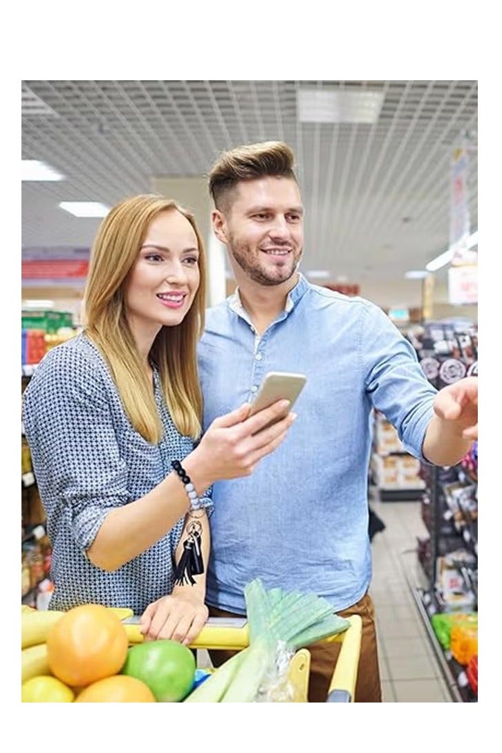 سلسلة مفاتيح على شكل سوار من خرز السيليكون مع سلسلة مفاتيح وسلسلة أساور للنساء مع شرابة جلدية - Image 5