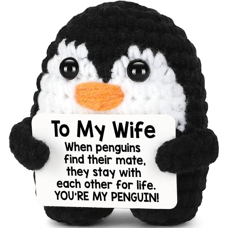 CryCarrot Mini Crochet Penguin for Wife, Handmade Crochet Animals Wife Gifts from Husband, Wife Birthday Gifts Knitted Penguin Cute Decor, Christmas Stocking Stuffers Valentine's Romantic Gifts - Image 1