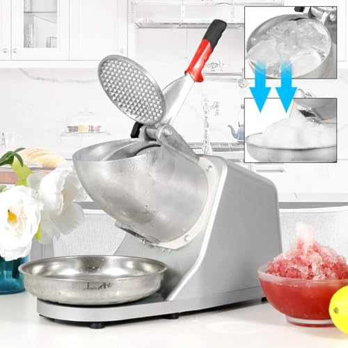 XENGVA Electric Ice Crusher Machine | Ice Gola Maker | Dish Gola Machine Home | Ice Shaver Prevent Splash Electric 3 Blades Snow Cone Maker Stainless Steel Shaved Ice Machine 300W 220lbs/hr (1) - Image 4