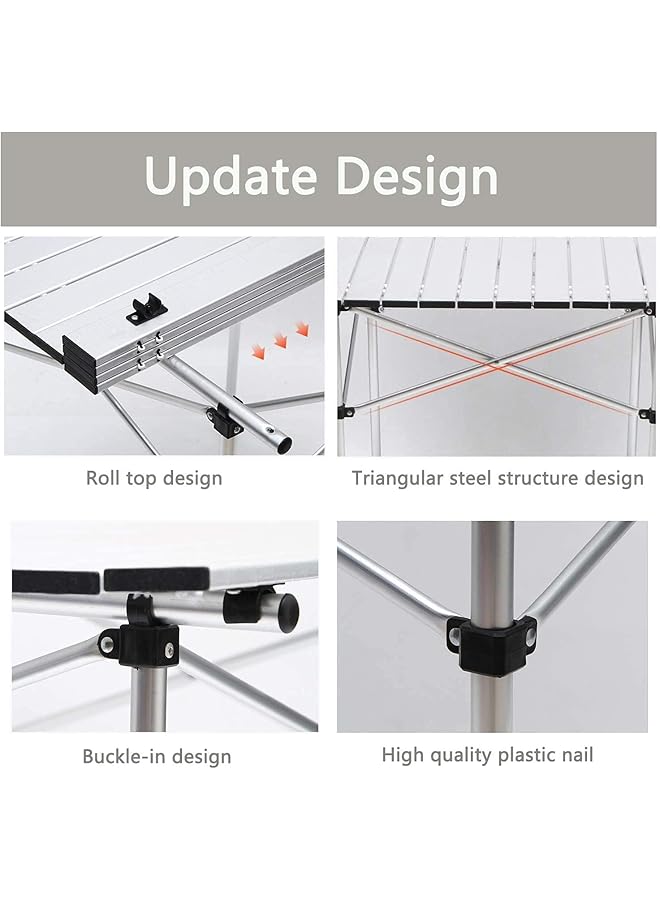 X spring Folding Camping Table 70x70cm Portable Outdoor Table with Adjustable Height Lightweight Aluminum Picnic Tables for Camping Beach and Backyard - Image 4