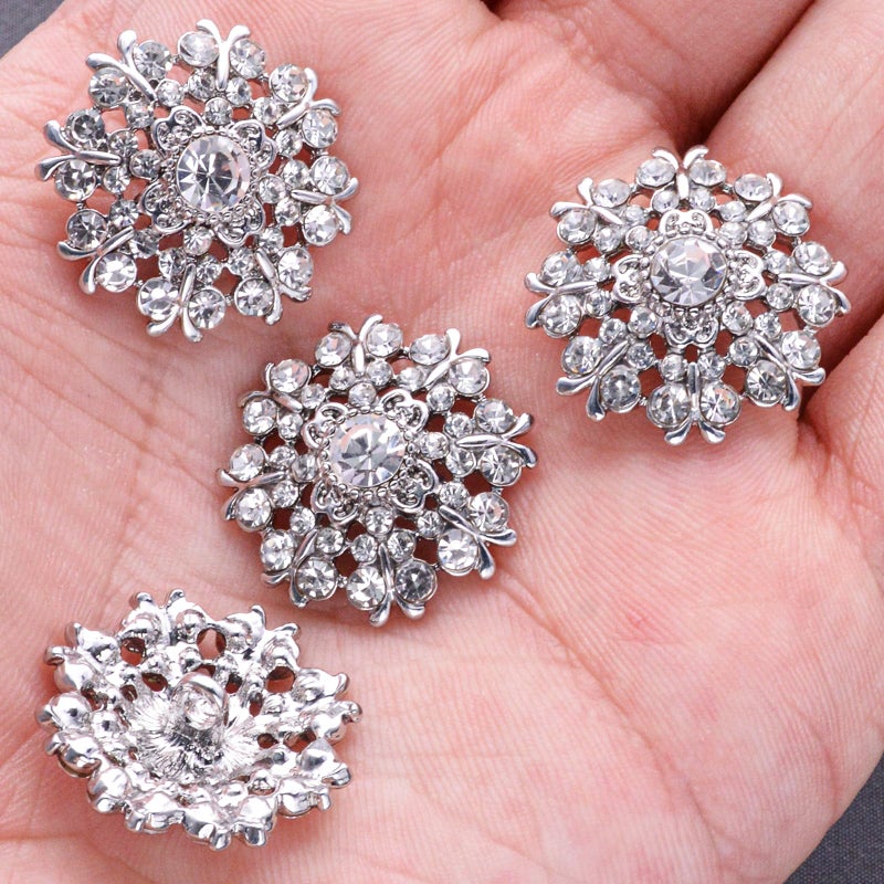 DYEESP 10PCS Rhinestone Buttons Crystal Diamond Buttons Accessory Embellishments for DIY Jewelry Crafts, Wedding Party Bridal Bouquet Clothes Hat Decoration (Clear-5) - Image 5
