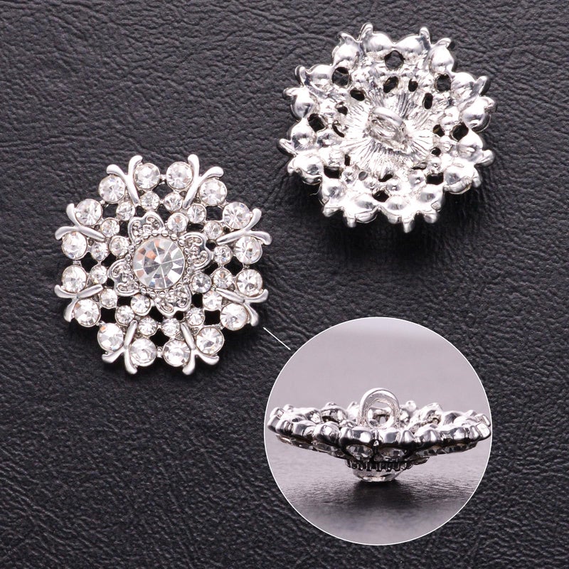 DYEESP 10PCS Rhinestone Buttons Crystal Diamond Buttons Accessory Embellishments for DIY Jewelry Crafts, Wedding Party Bridal Bouquet Clothes Hat Decoration (Clear-5) - Image 2